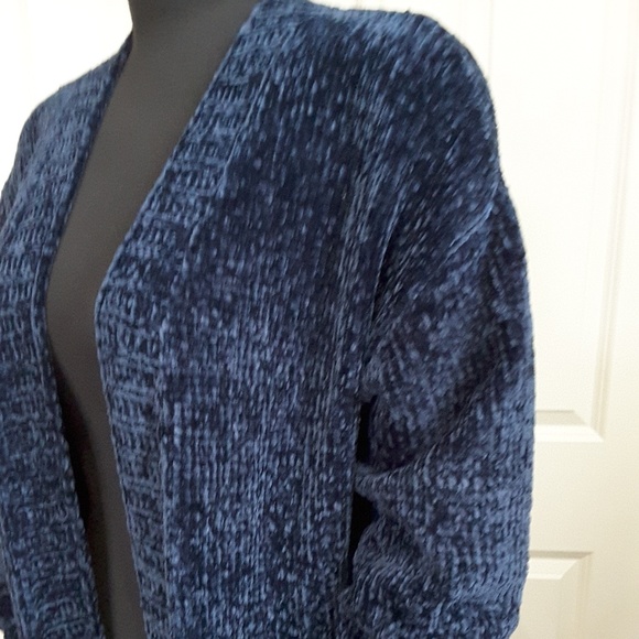 EMORY Chenille Long Line Cardigan Midnight Blue - Picture 2 of 10